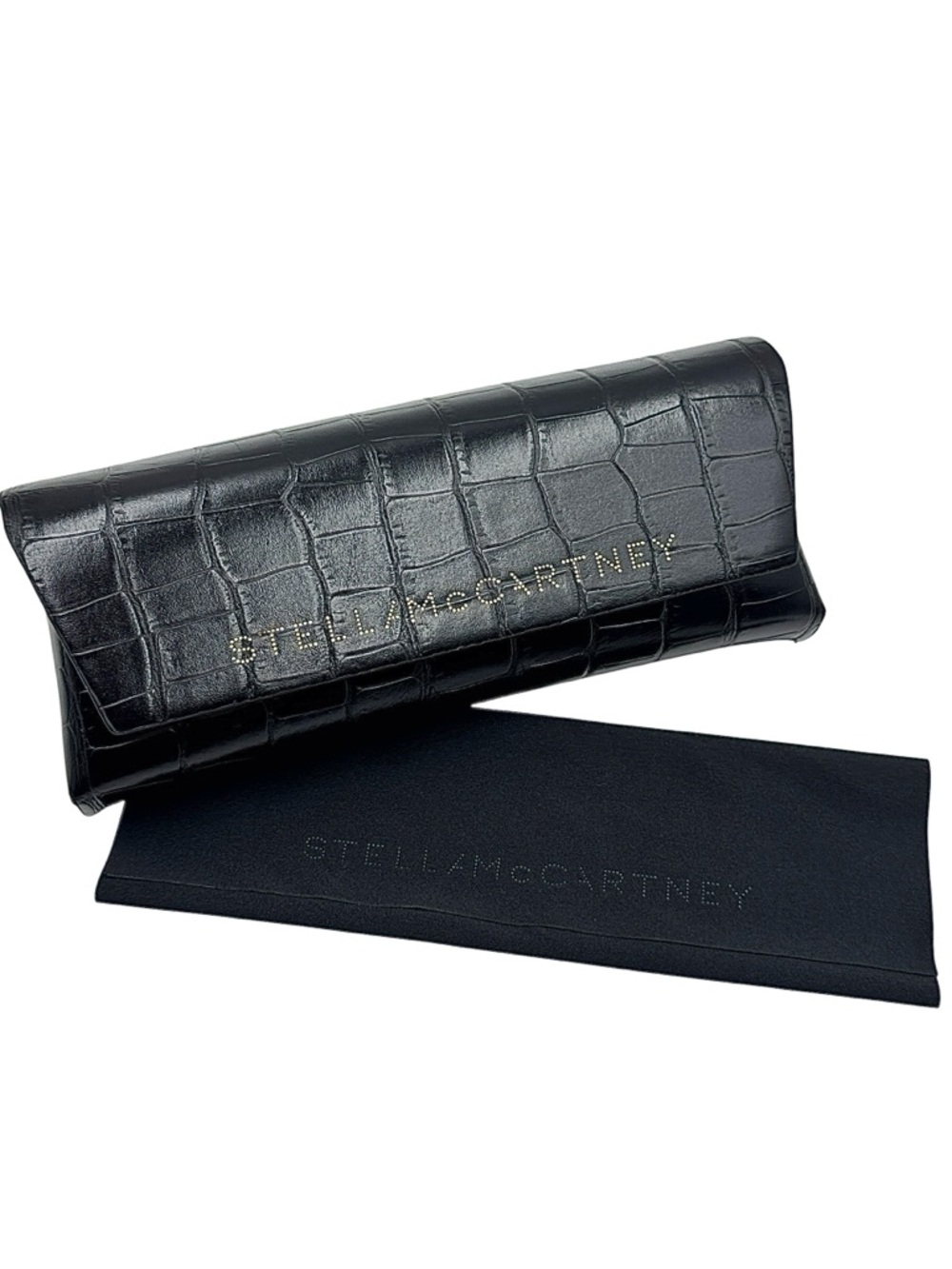 Stella McCartney Black Croc-Embossed Glasses / Sunglasses Case